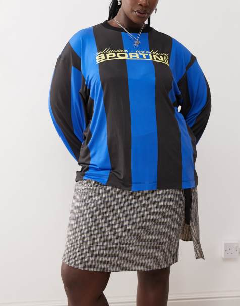 COLLUSION Plus - T-shirt sportiva da calcio a righe - view 1