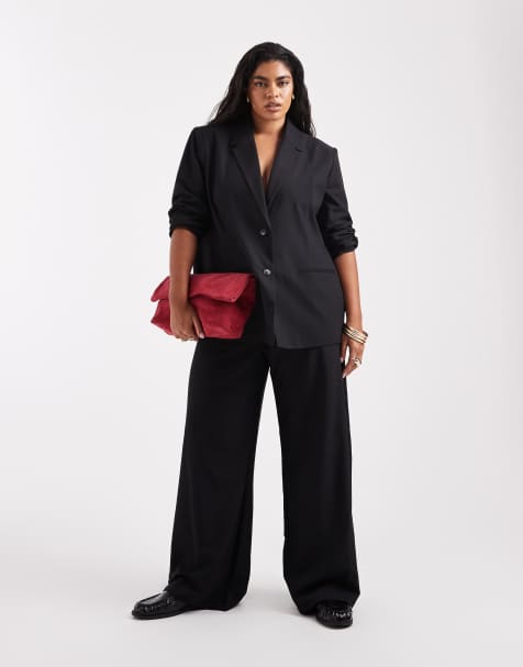 COLLUSION Plus tailored low rise relaxed pants in black - view 1
