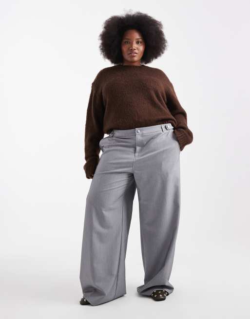 COLLUSION Plus tailored low rise relaxed pants in charcoal