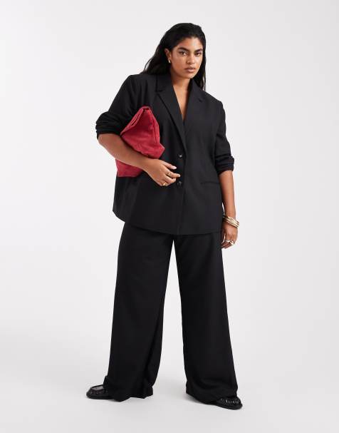 COLLUSION Plus tailored oversized blazer and relaxed tailored pants in black - view 1