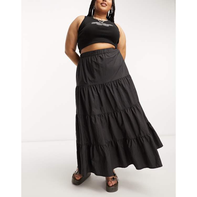 Black maxi 2025 ruffle skirt