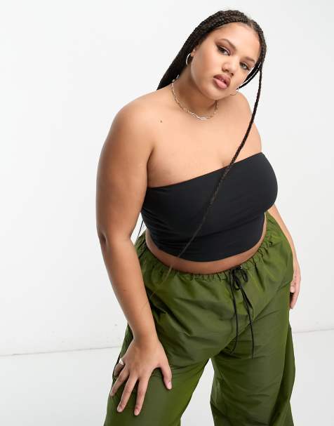 COLLUSION Plus - Top bandeau en jersey avec doublure double - Noir - view 1