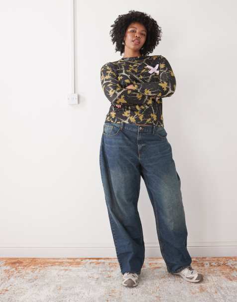 COLLUSION Plus – Top z długimi rękawami z siateczki airtex we wzór moro - view 1