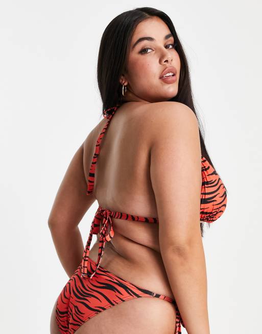 Red plus size bikini top hot sale