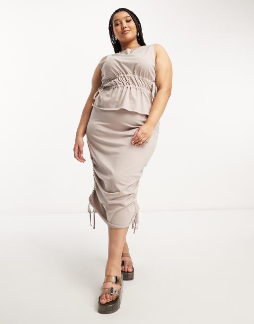 COLLUSION Plus utility tie detail tank top in neutral 