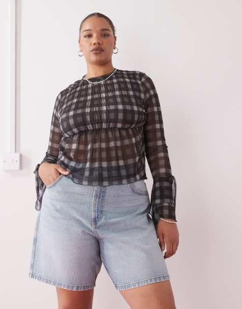 COLLUSION Plus - Vintage-blå dad-shorts i denim - view 1