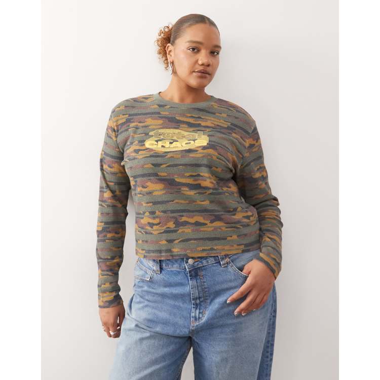 COLLUSION Plus waffle camo long sleeve top | ASOS