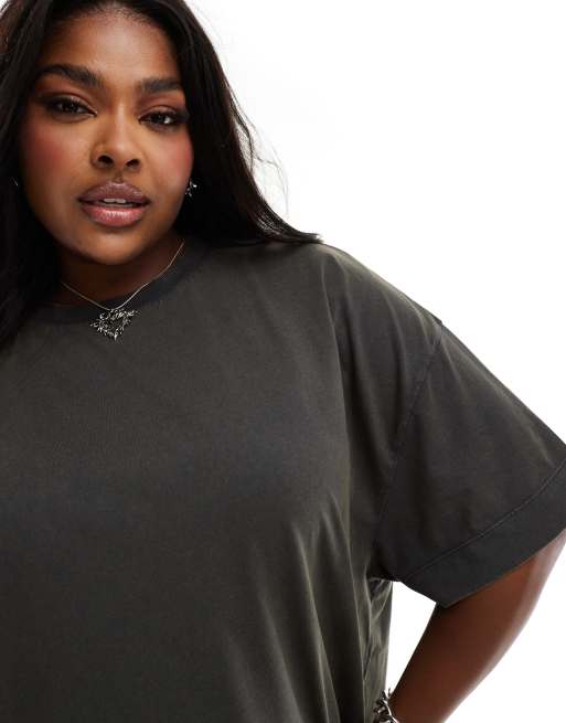 collusion t shirt dress COLLUSION Plus washed mini T-shirt dress in gray