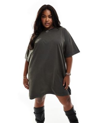 COLLUSION Plus washed mini t-shirt dress in grey