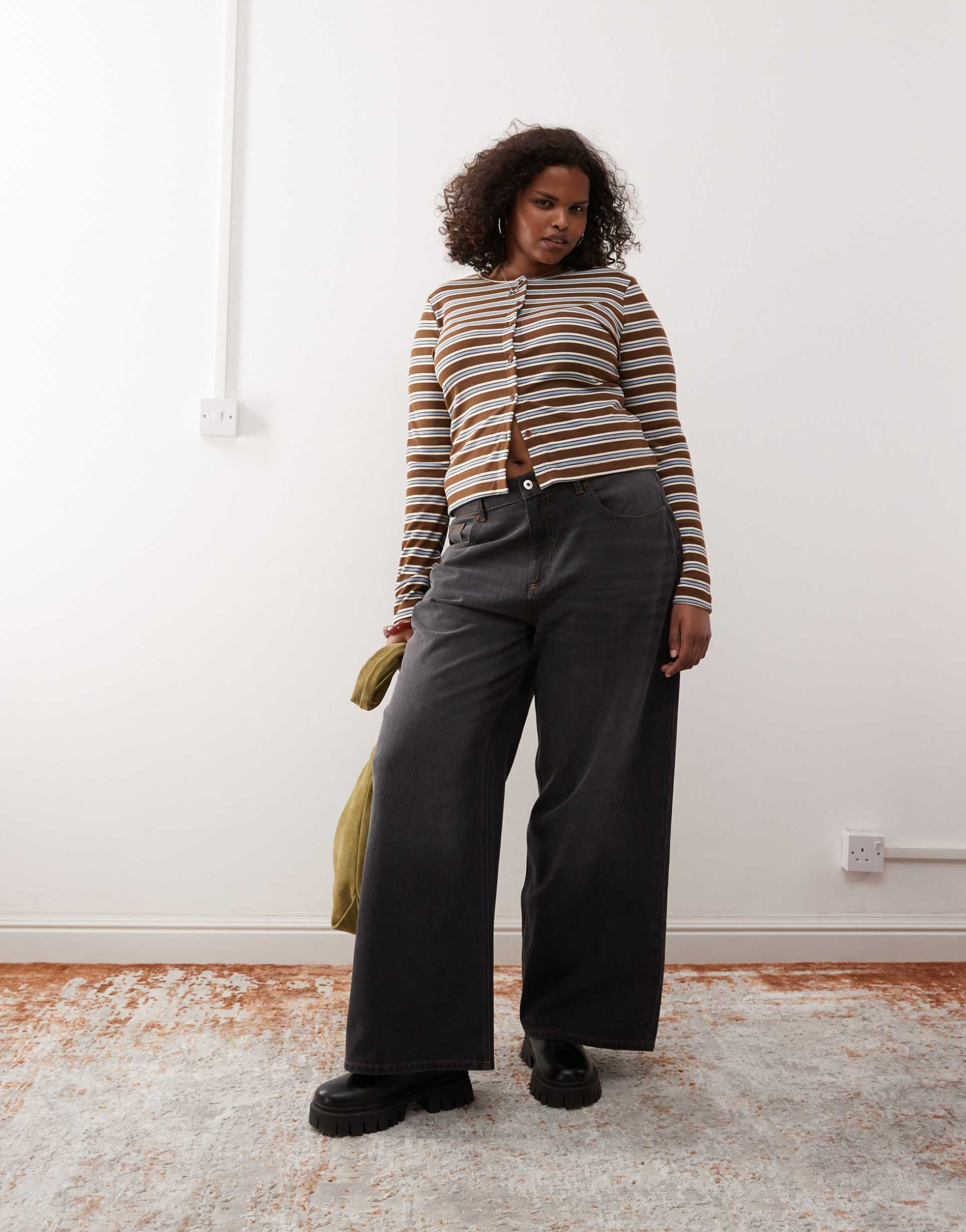 collusion plus wide leg jeans in dark wash