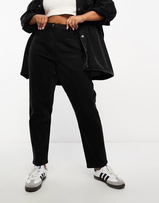 COLLUSION Plus x000 mom jeans in washed black | ASOS