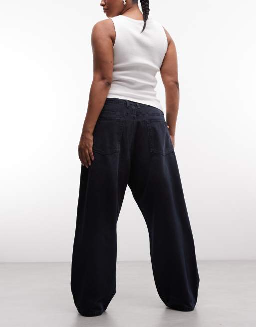 COLLUSION Plus X001 antifit jean in blue black wash, 4 of 5