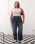 [Collusion] COLLUSION Plus X001 antifit jeans in dirty wash-Blue 28 L30 Dirty Wash