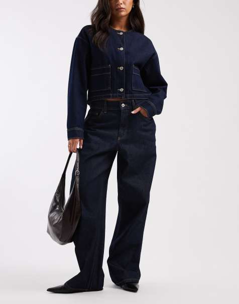 COLLUSION Plus - X001 - Antifit jeans met halfhoge taille en donkere rinse wassing - view 1