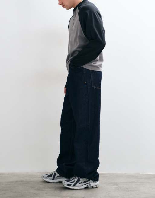 COLLUSION Plus - X001 - Antifit jeans met halfhoge taille en donkere rinse wassing, 2 van 5