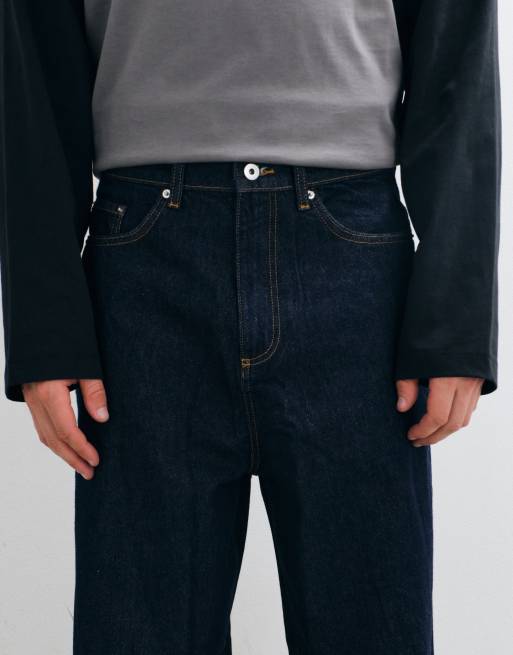 COLLUSION Plus - X001 - Antifit jeans met halfhoge taille en donkere rinse wassing, 4 van 5