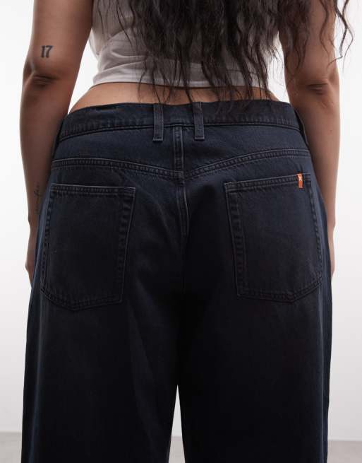 COLLUSION Plus X001 antifit mid rise jean in dark navy, 5 of 5