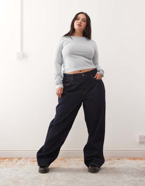 COLLUSION Plus X001 antifit mid rise jean in rinse