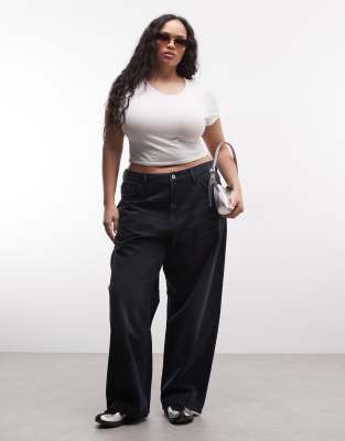 Collusion Plus X001 Antifit Mid Rise Jeans In Black