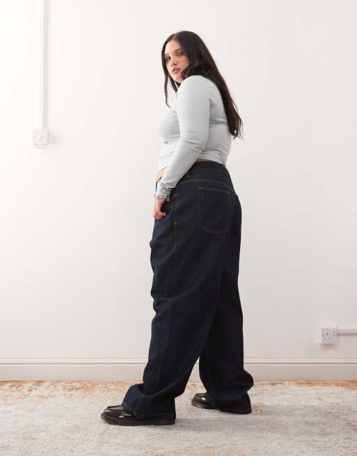 COLLUSION Plus X001 antifit mid rise jeans in rinse, 3 of 5