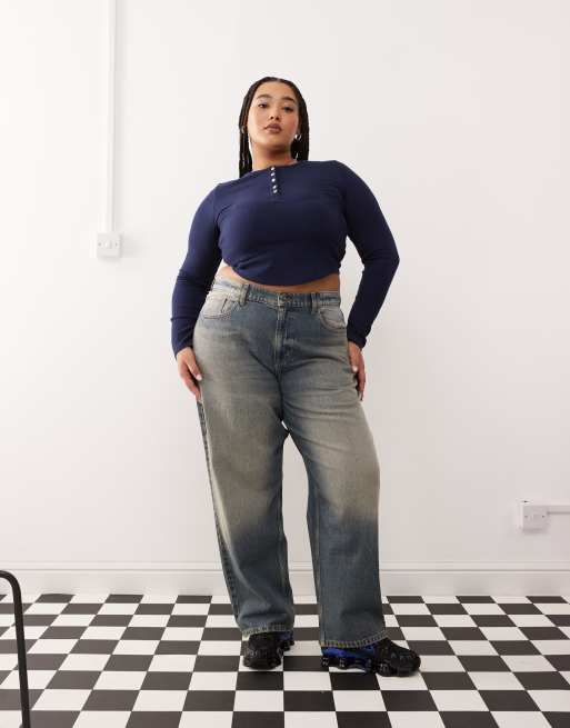 COLLUSION Plus – x001 – Blekblå jeans i antifit passform