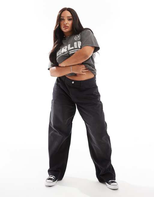 COLLUSION Plus - X001 - Jeans anti-fit color nero slavato