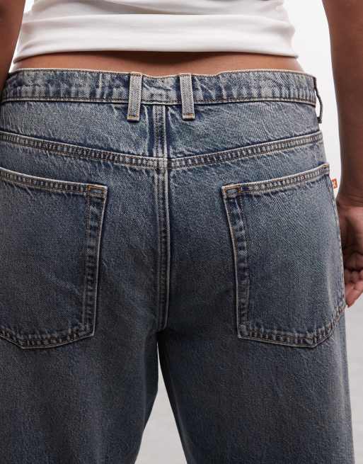 COLLUSION Plus X001 jeans anti-fit lavaggio marmorizzato blu medio, 5 di 5