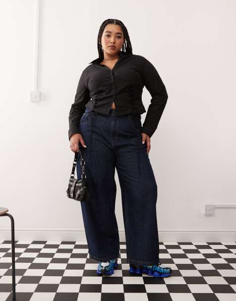 COLLUSION Plus – X002 – Weite Jeans in blauer Rinse-Waschung - view 1