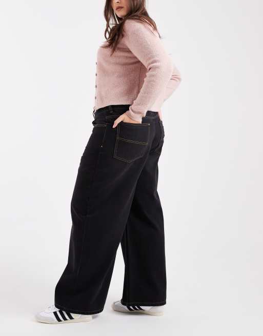 COLLUSION Plus – x003 – Jeans mit weitem Beinschnitt in Rauchschwarz, 3 von 5