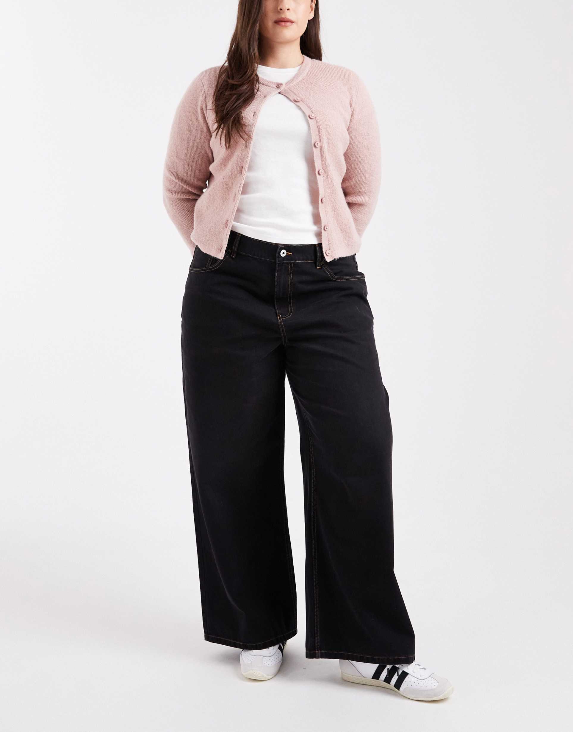 collusion plus x003 wide leg jeans in smoky black