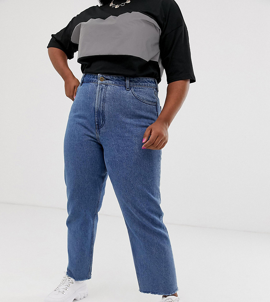 COLLUSION – Plus x005 – Mellanblå jeans med raka ben