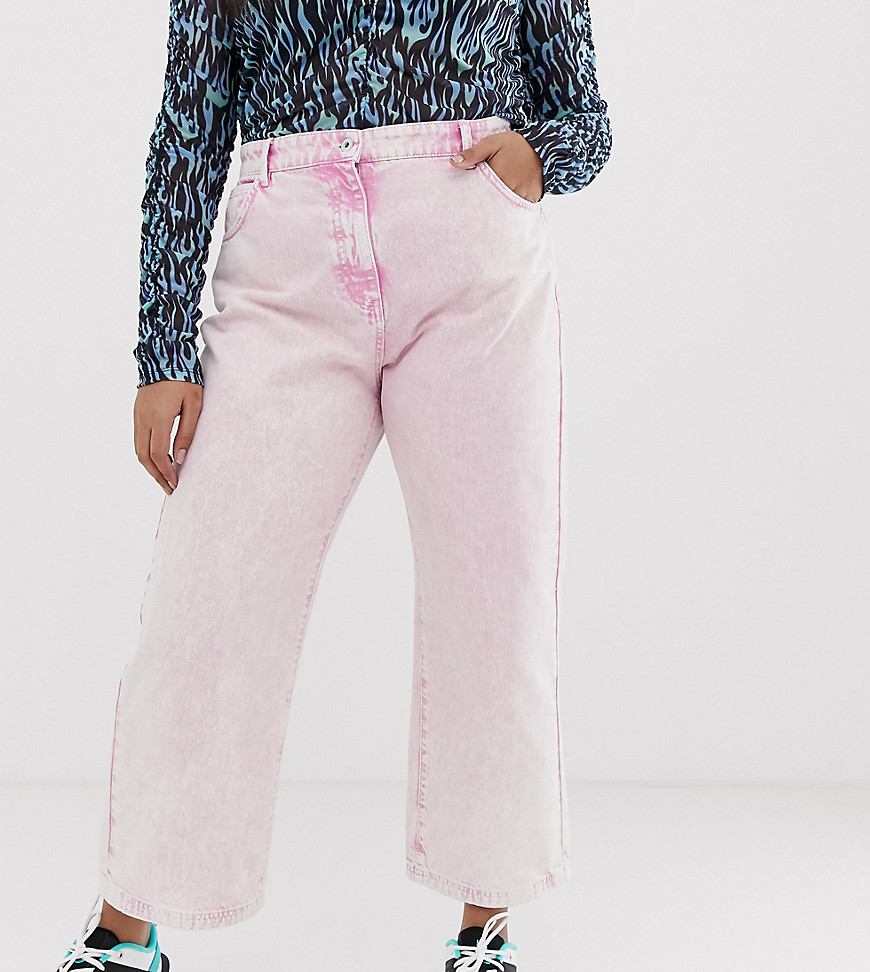 COLLUSION Plus x005 straight leg jeans in acid wash pink