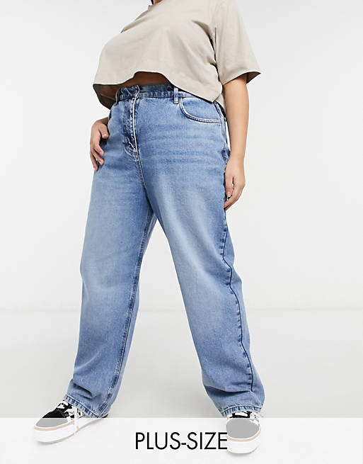 COLLUSION Plus x014 90s baggy dad jeans in blue vintage wash