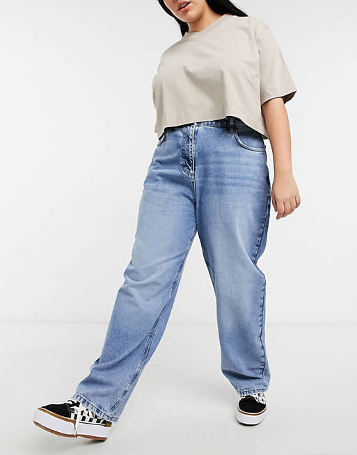 Women COLLUSION Plus x014 90s baggy dad jeans in blue vintage wash 