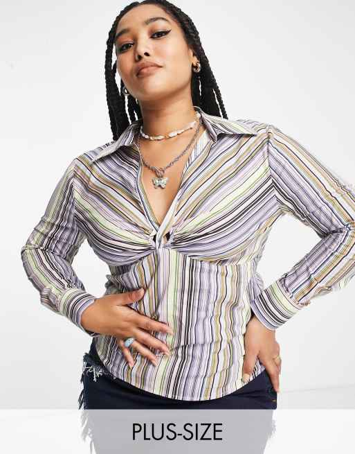 COLLUSION Plus Y2K fitted striped shirt in multi