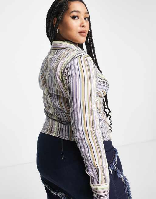 COLLUSION Plus Y2K fitted striped shirt in multi | ASOS