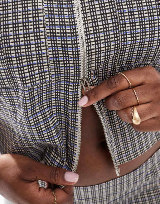 COLLUSION Plus zip utility top co ord in check, 2 of 4
