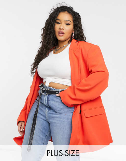 COLLUSION Plus – Zweireihiger Oversize-Dad-Blazer in Rot