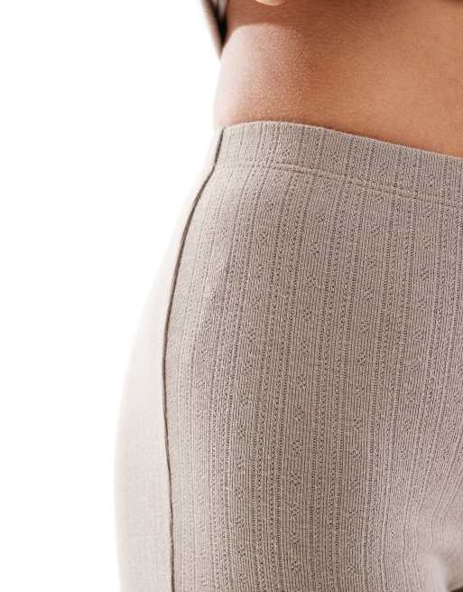 COLLUSION pointelle booty short co-ord in grey, 2 of 5
