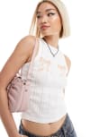[Collusion] COLLUSION pointelle bow print summer singlet in ecru-White 12 Ecru