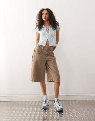 Collusion Pointelle Button Through Knit Top