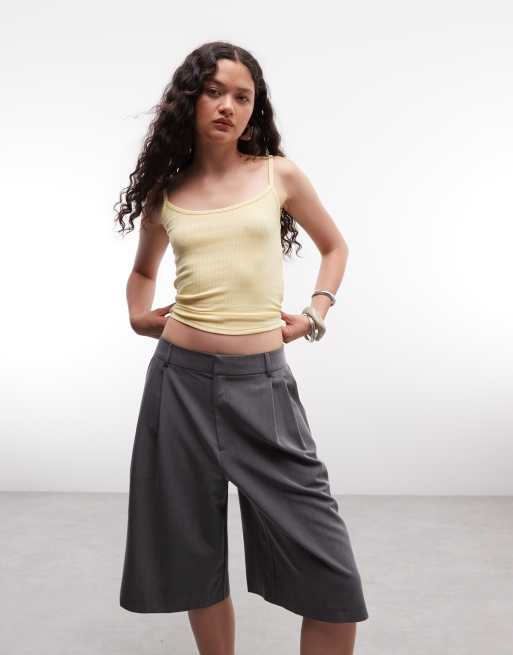 COLLUSION pointelle cami in lemon yellow, 3 of 4
