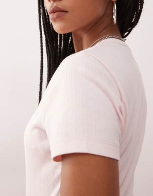 Collusion Pointelle Fitted T-shirt In Pink
