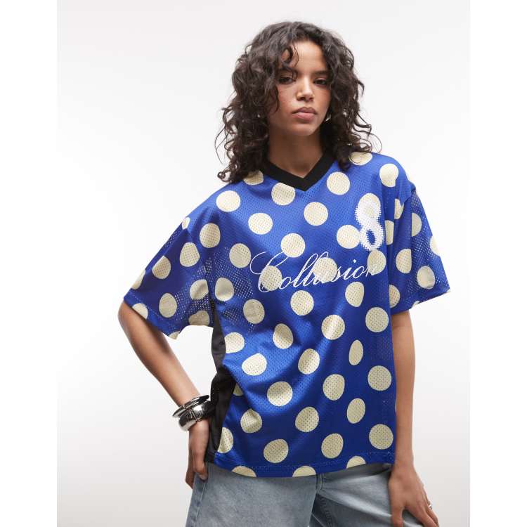 COLLUSION polka dot airtex tee in blue | ASOS