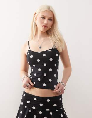 Collusion Polka Dot Cami In Black
