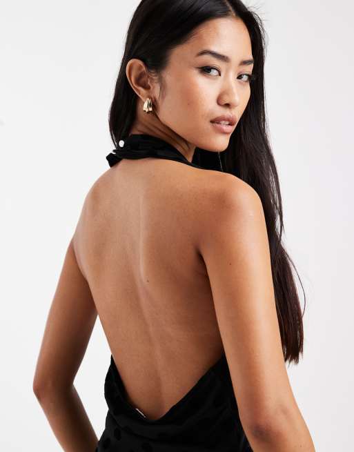 COLLUSION polka dot flocked cross halter flippy mini dress | ASOS