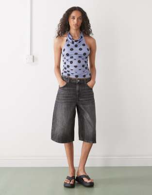 Collusion Polka Dot High Neck Backless Halter In Multi