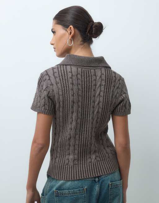 COLLUSION polo en maille torsadée gris chiné, 4 de 4