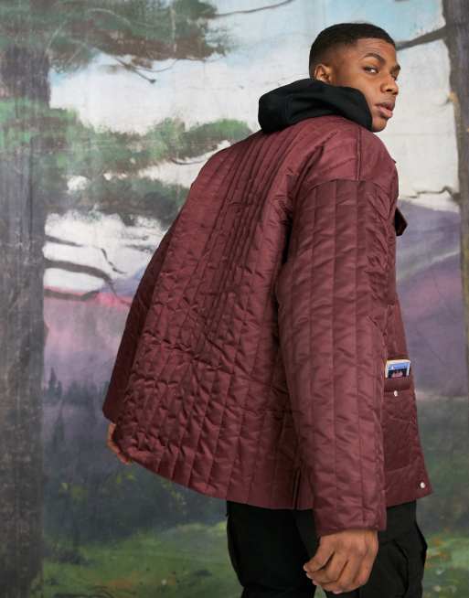 Burgundy best sale quilted coat