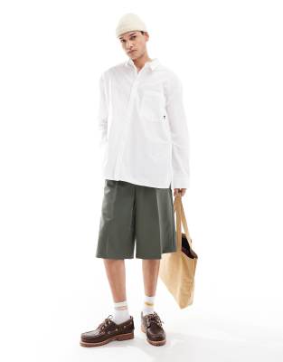 poplin oversized long sleeve shirt in white